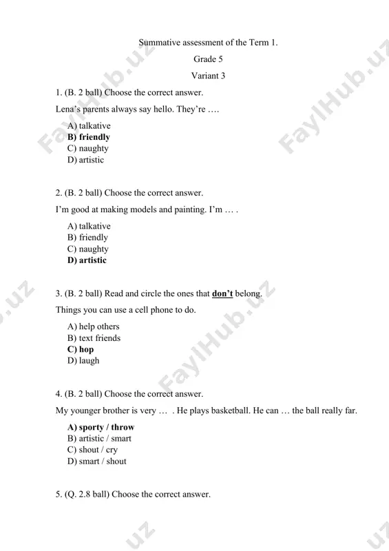 5_sinf_ingliz_tili_1_chsb_3_variant@summativ_formativ_baholash — PDF