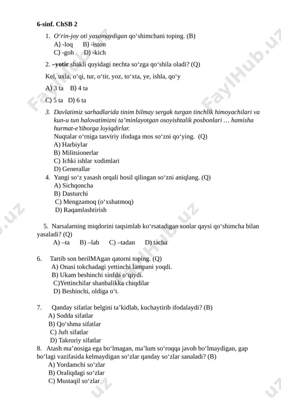 6-sinf chsb-2 ona tili demo — DOCX