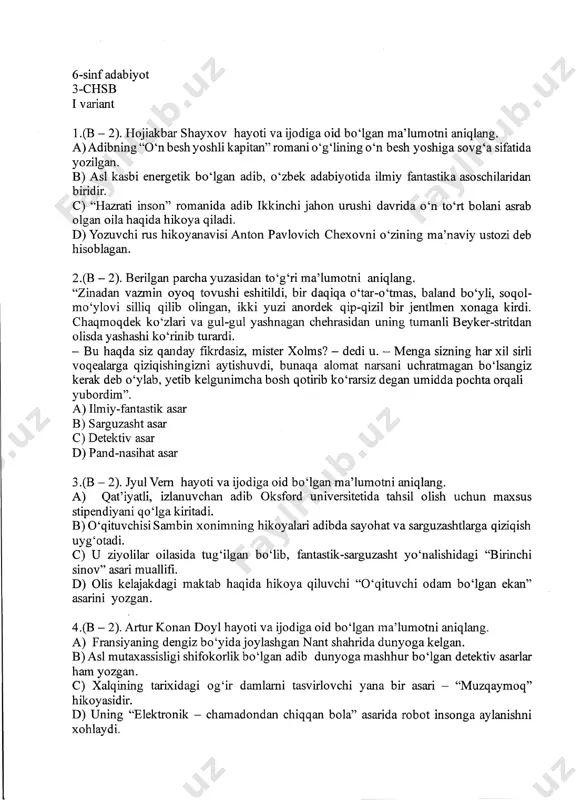 6-sinf adabiyot 3-chsb 1-var.@summativ_formativ_baholash — PDF