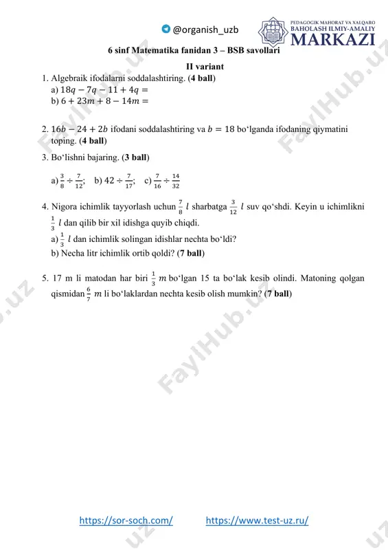 6_sinf_matematika_3_bsb_2_var_2_chorak_@summativ_formativ_baholash — PDF