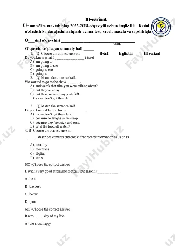 5.ingliz tili 3 variant - — PDF