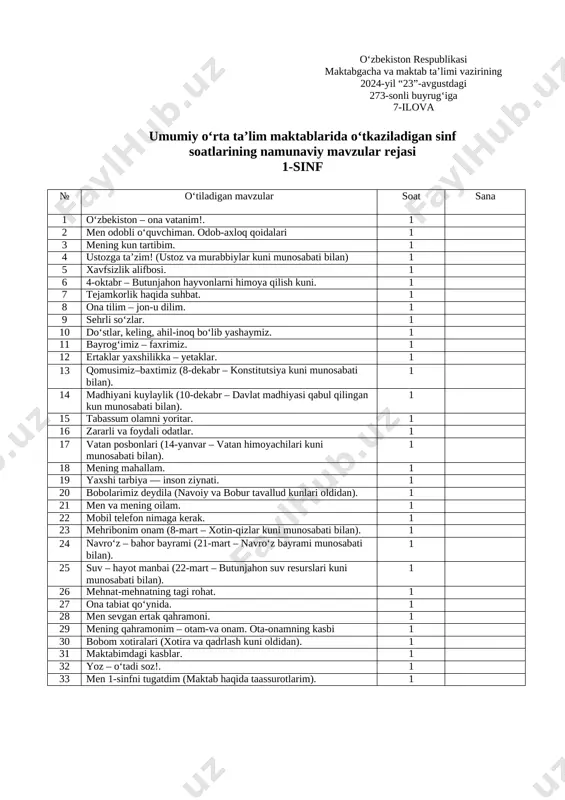 sinf soati 2024-2025-o'quv yili — DOCX