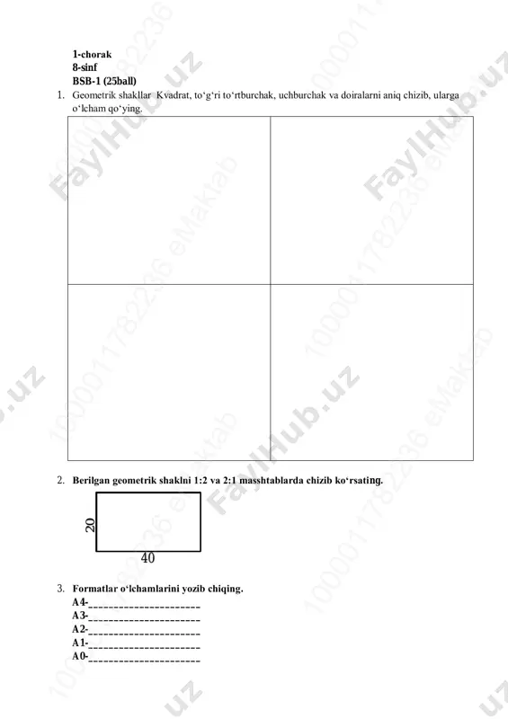 8-sinf chizmachilik 1-bsb @summativ_formativ_baholash — PDF