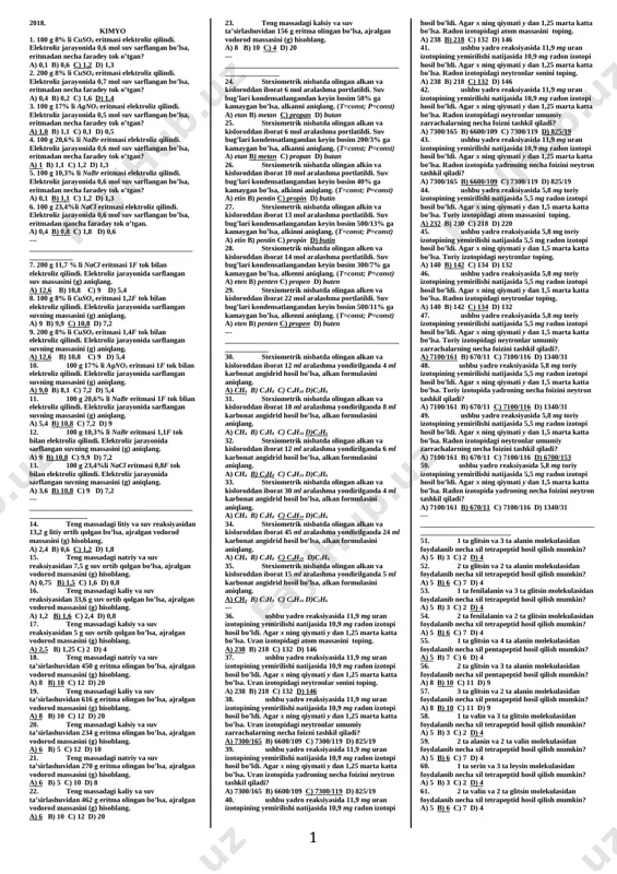 siz uchun kimyo fanidan 1024 ta test savollari(2) — DOCX