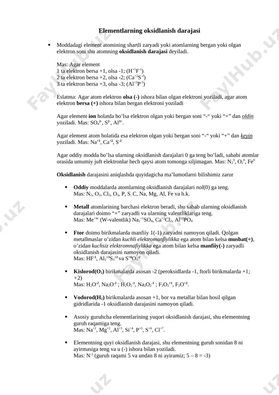 oksidlanish darajasi — DOCX