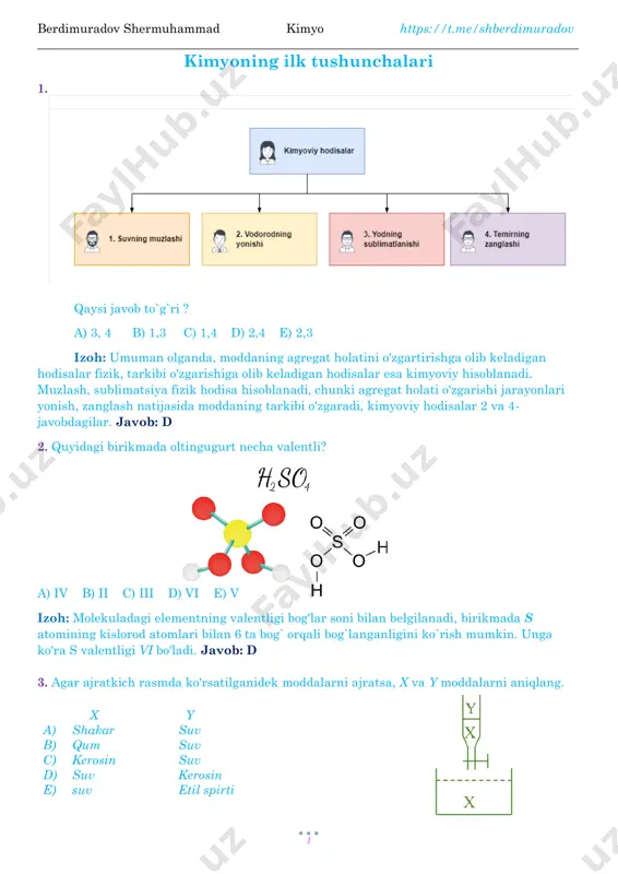 kimyodan 800 savolga 800 yechim — PDF