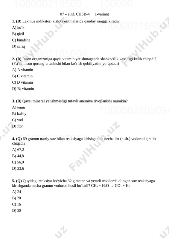 07 - sinf chsb-4 — uzb — 1-variant — DOCX