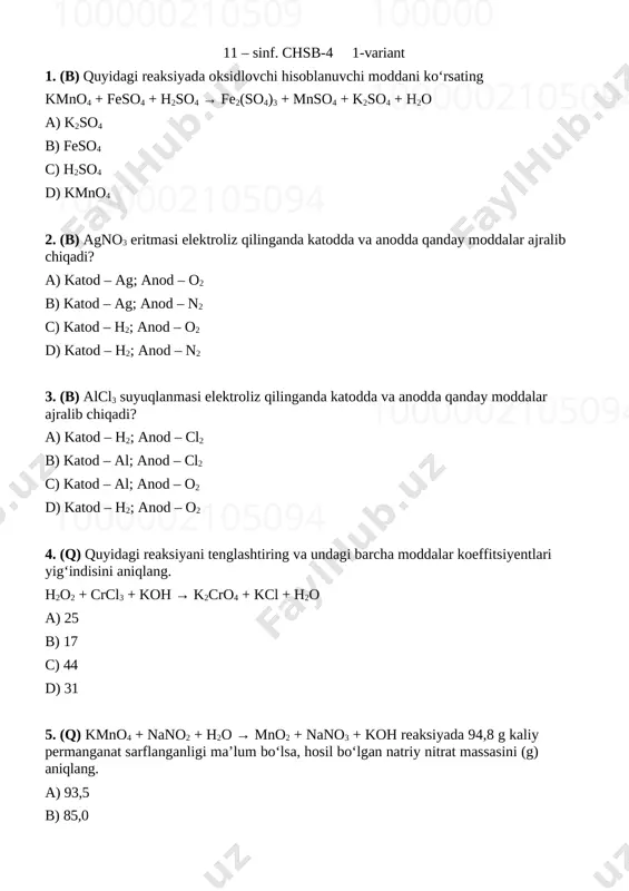 11 - sinf chsb-4 — uzb — 1-variant — DOCX