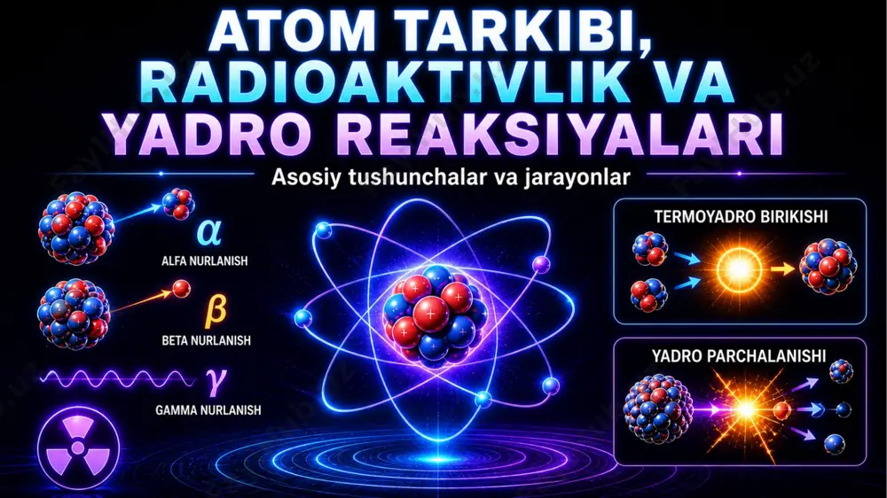 atom tarkibi, radioaktivlik va yadro reaksiyalari.@kimyo_biz — PDF