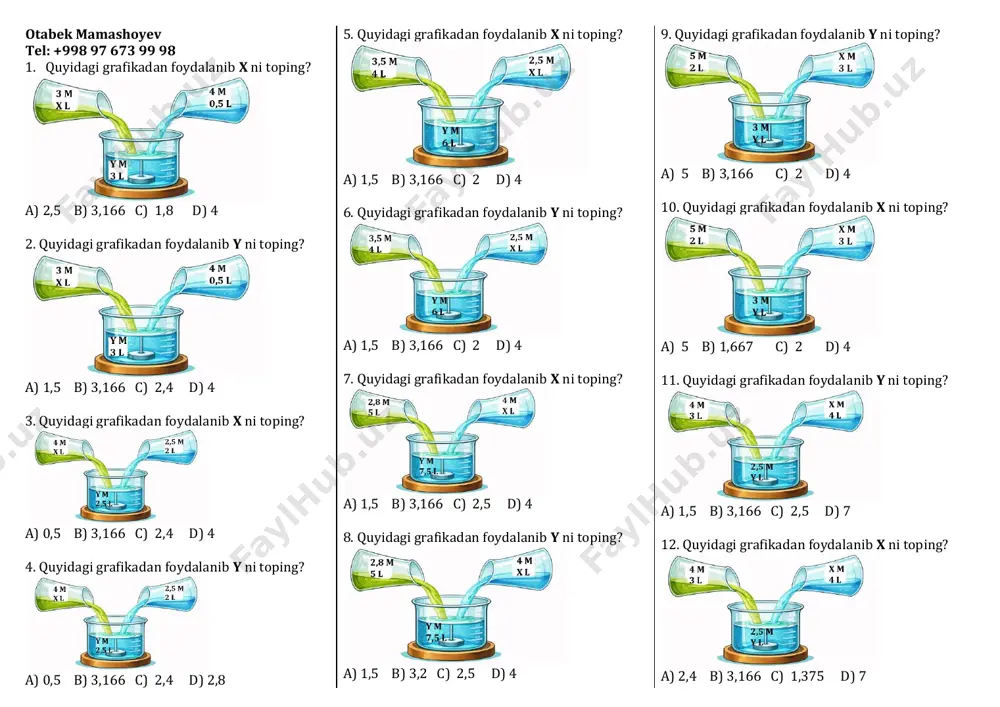 idishga oid molyarlik foiz aralash — PDF