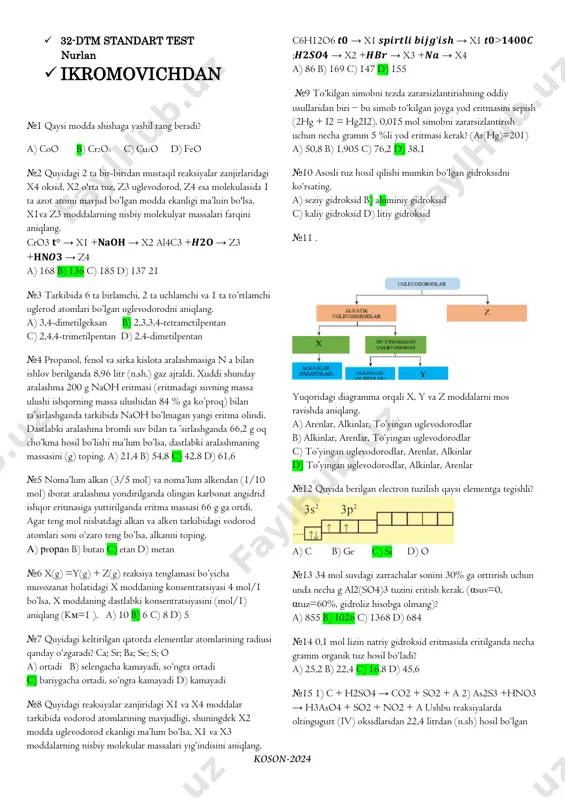 kimyo-32(javobli) — PDF