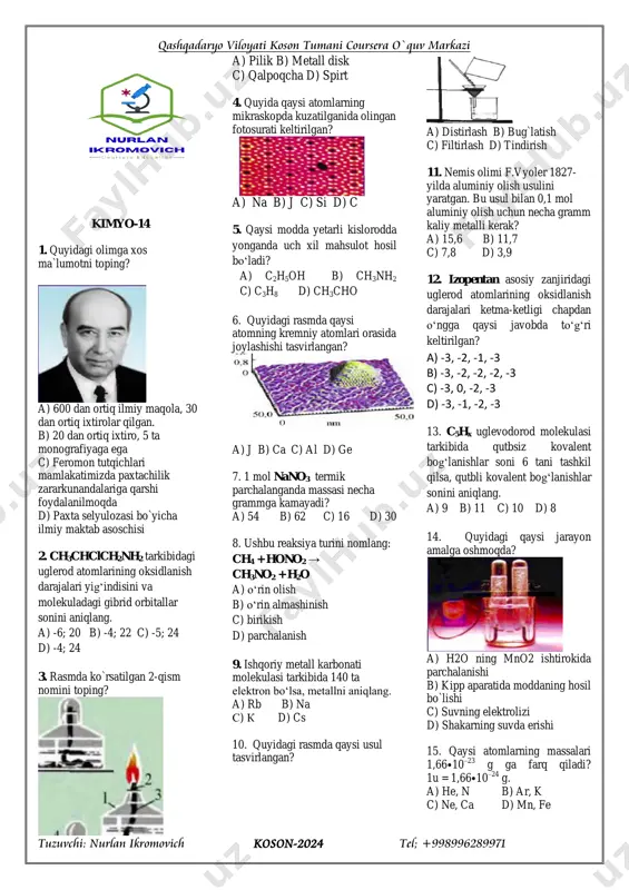 kimyo-14 (javobli-javobsiz) — PDF