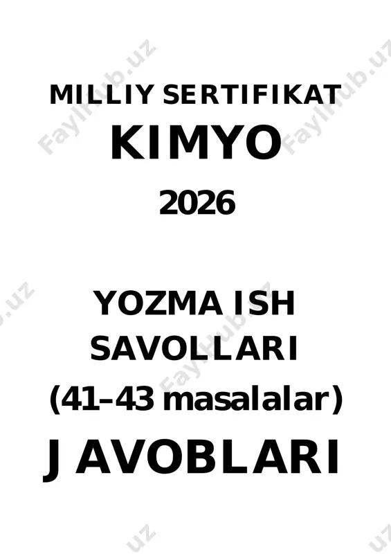 milliy sertifikat kimyo 2026 (d.xakimov) yozma ish javoblari — PDF