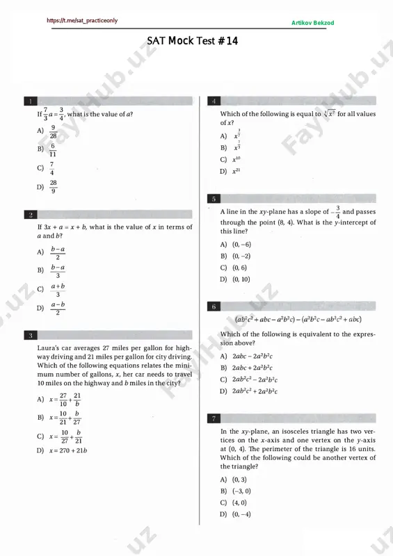 sat - mock test # 14 — PDF