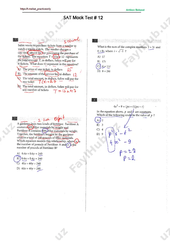 sat - mock test # 12-yechimi — PDF