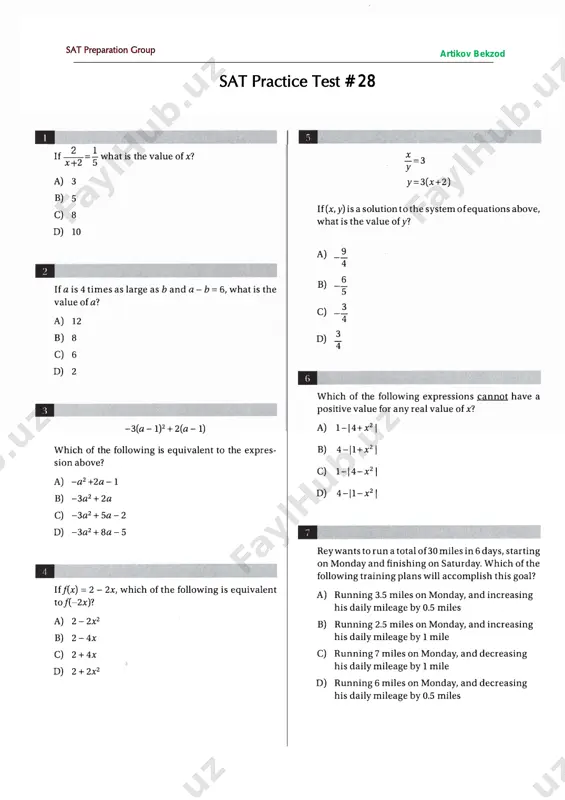 sat - practice test # 28 — PDF