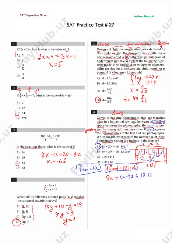sat - practice test # 27-yechim — PDF