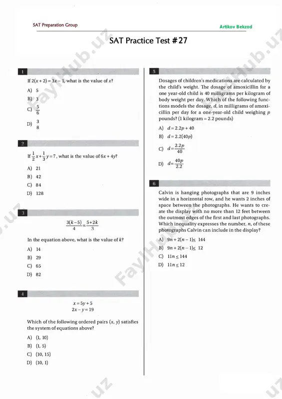 sat - practice test # 27 — PDF