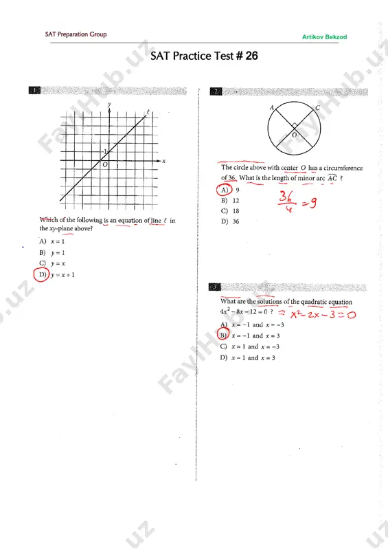 sat - practice test # 26-yechim — PDF