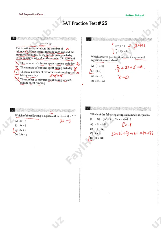 sat - practice test # 25-yechim — PDF