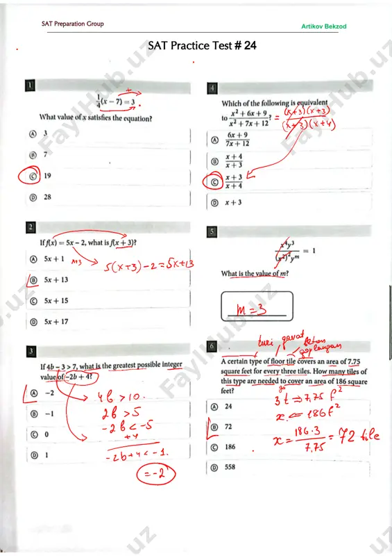 sat - practice test # 24-yechim — PDF