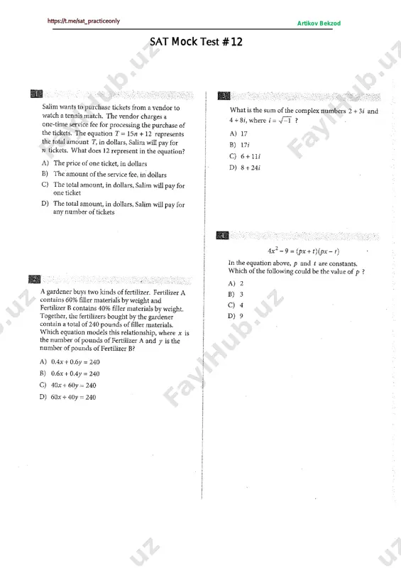sat - mock test # 12 — PDF