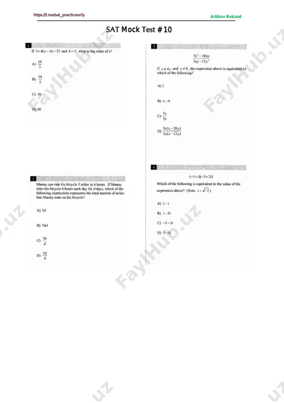 sat - mock test # 10 — PDF