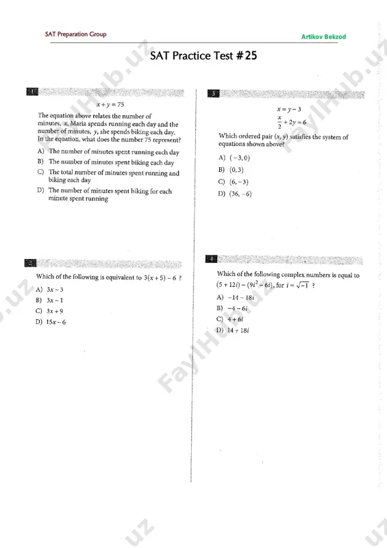 sat - practice test # 25. — PDF