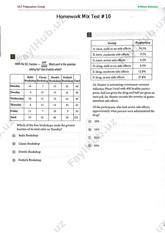 homework mix test # 10 — PDF