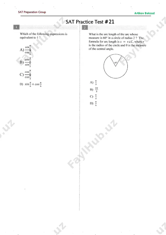 sat - practice test # 21 — PDF