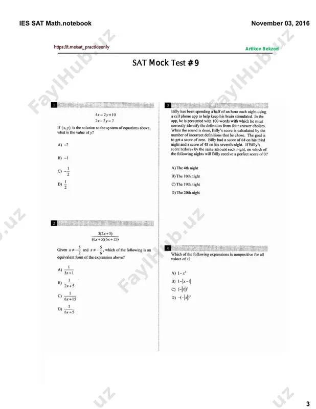sat - mock test # 9 — PDF