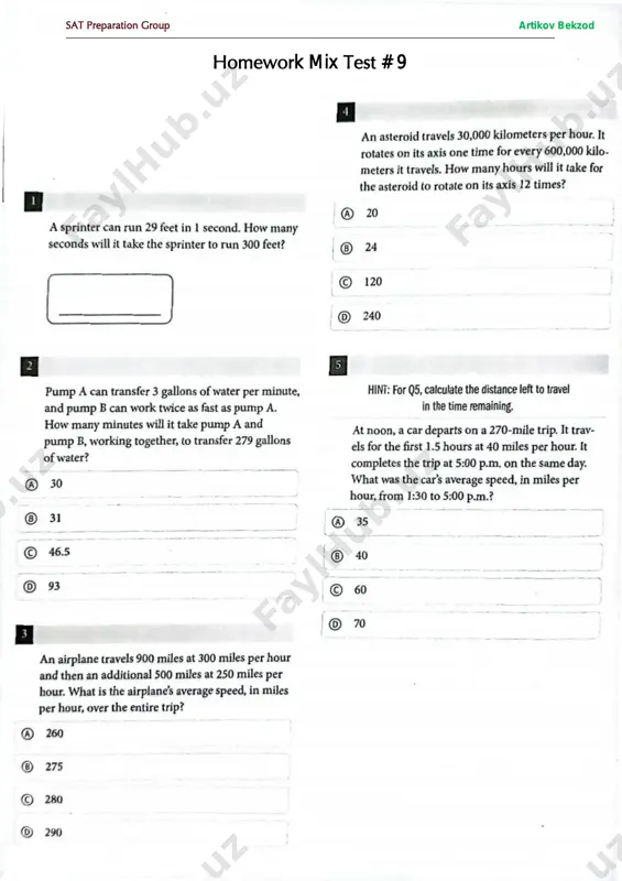 homework mix test # 9 — PDF