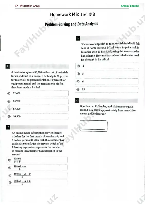 homework mix test # 8 — PDF
