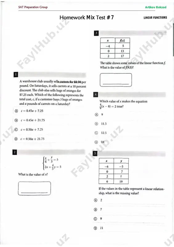 homework mix test # 7 — PDF
