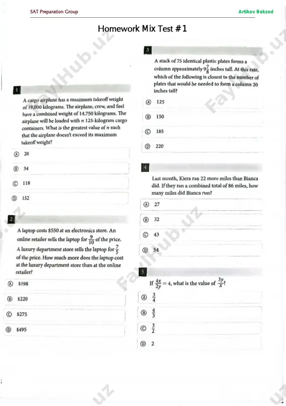 homework mix test # 1 — PDF