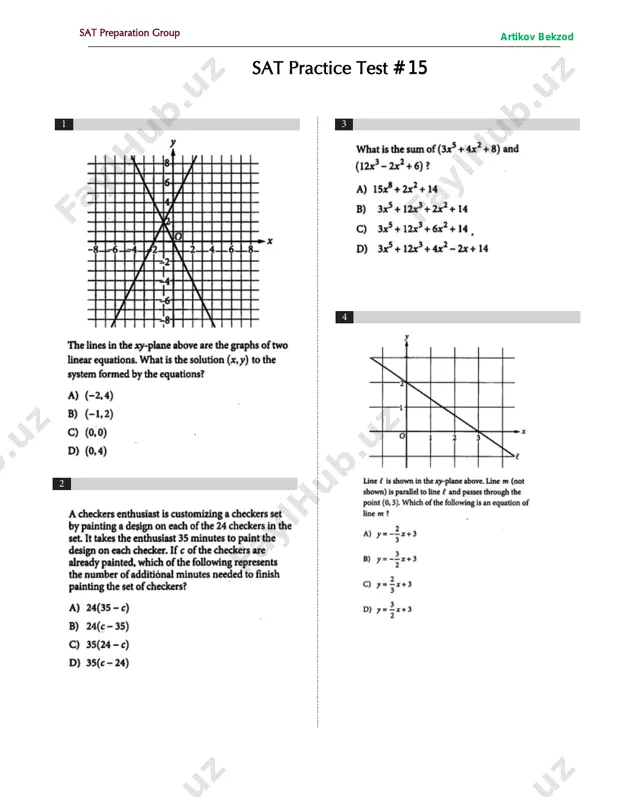 sat - practice test # 15 — PDF