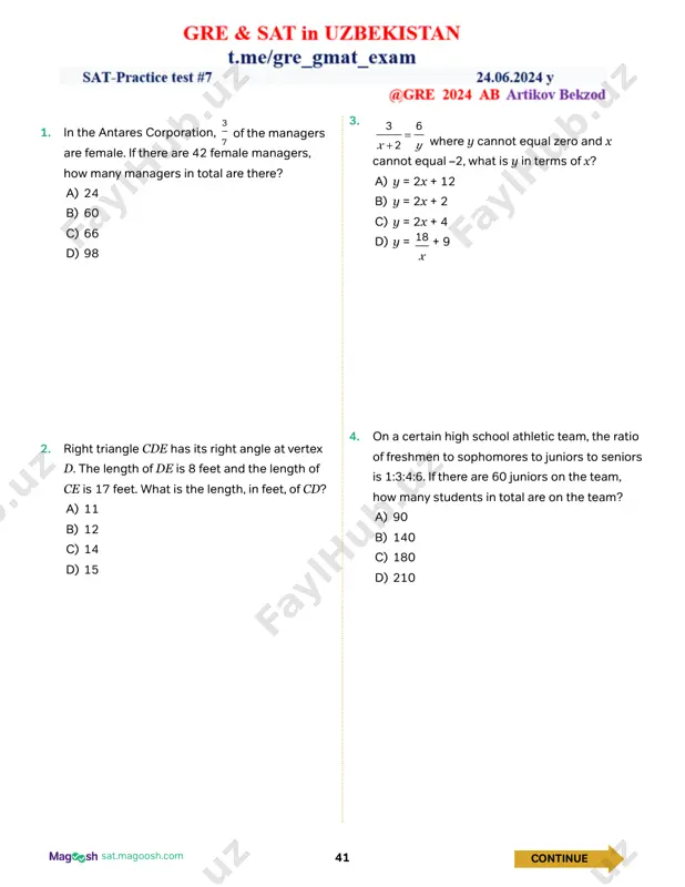 sat - practice test # 7 — PDF