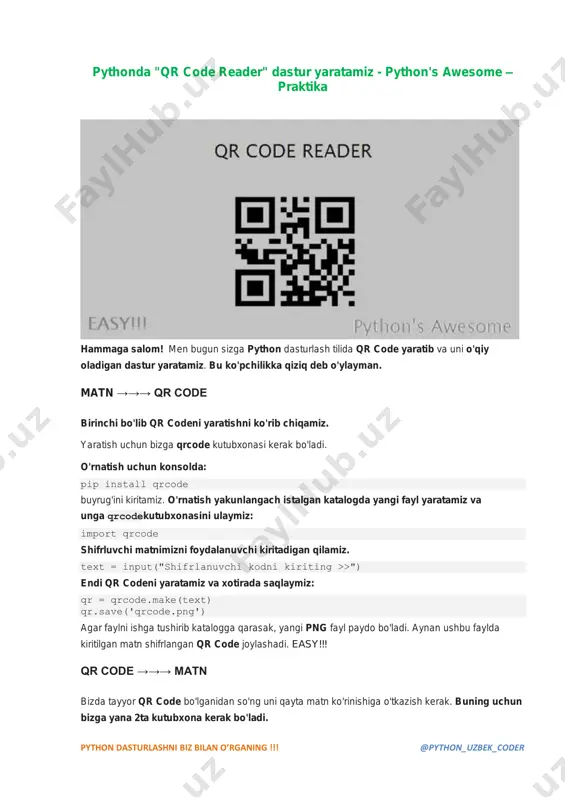 pythonda qr code reader dastur yaratamiz — PDF