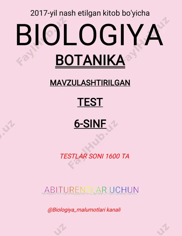 6-sinf botanika mavzulashtirilgan — PDF