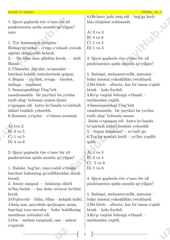 tinish belgilari — PDF
