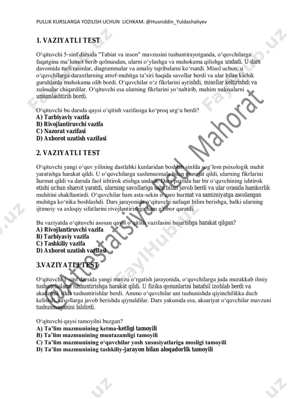 sinov test pedagogika 25 talik — PDF