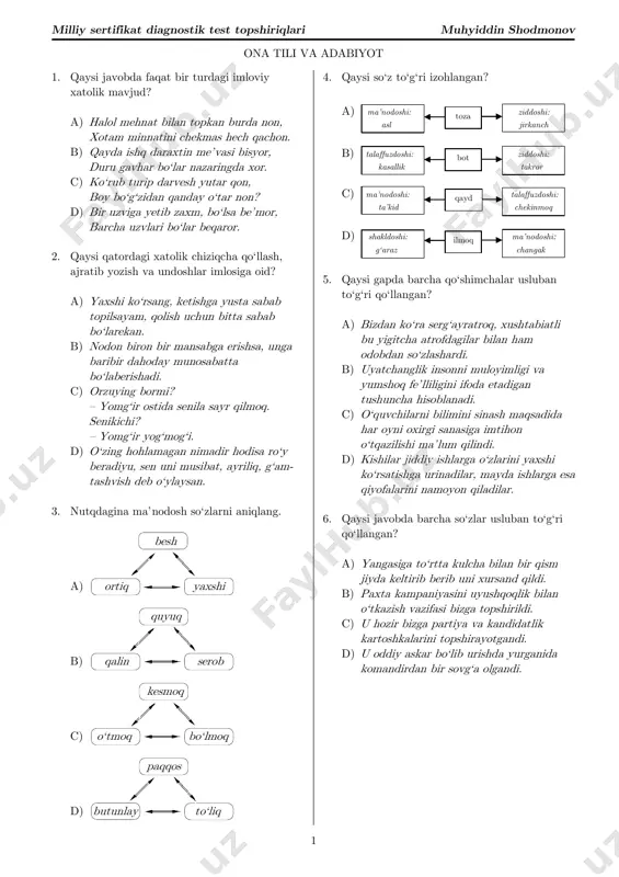 milliy_sertifikat_testi_@onlaynonatili_uz_muhyiddin_shodmonov — PDF