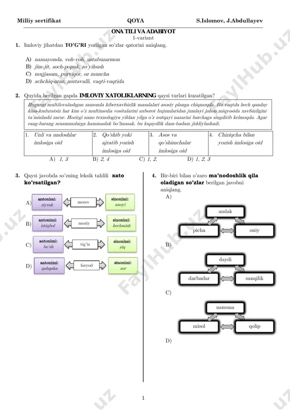 1-variant s.islomov, j.abdullayev — PDF