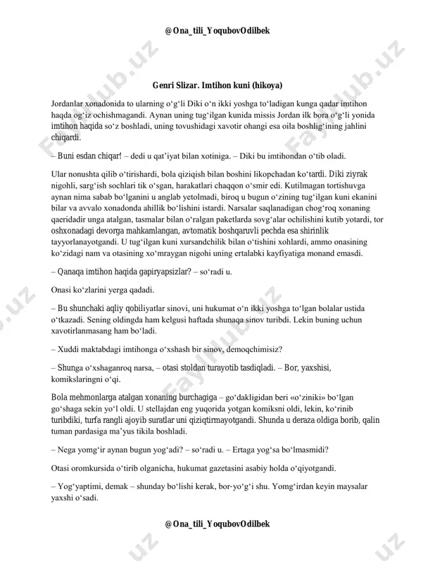 henri slizar imtihon kuni — PDF