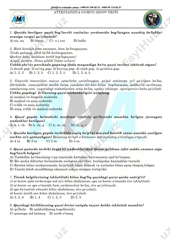 attestatsiya repititsion test 15..... — PDF