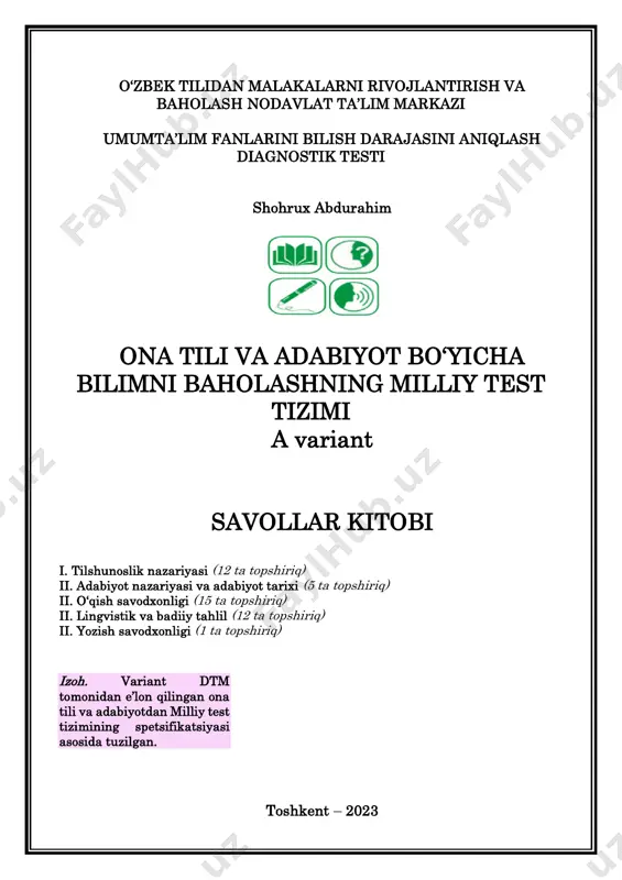 milliy sertifikat testi — PDF