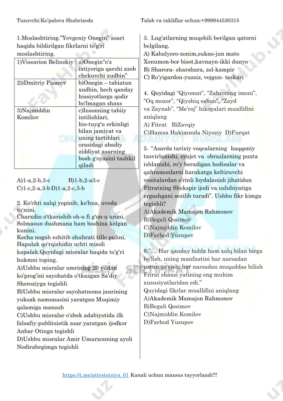 mukammal testlar (2) — PDF