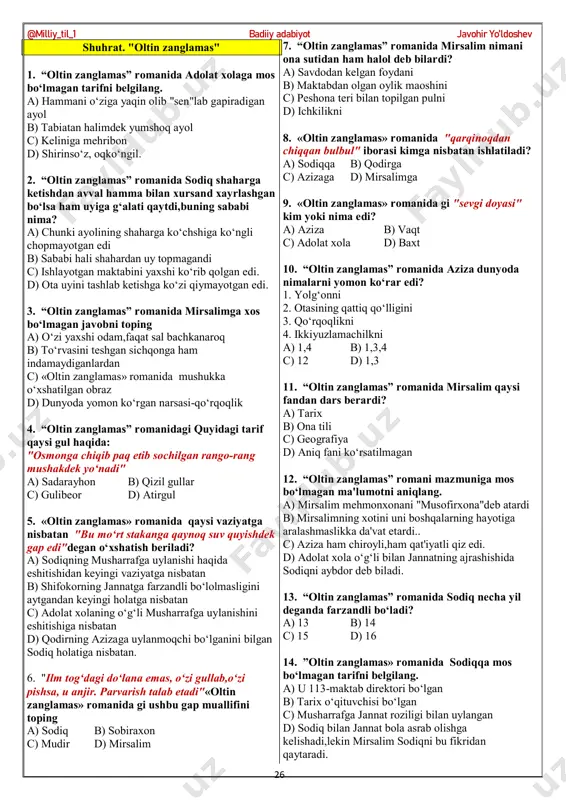 ''oltin zanglamas'' (javobsiz) — PDF