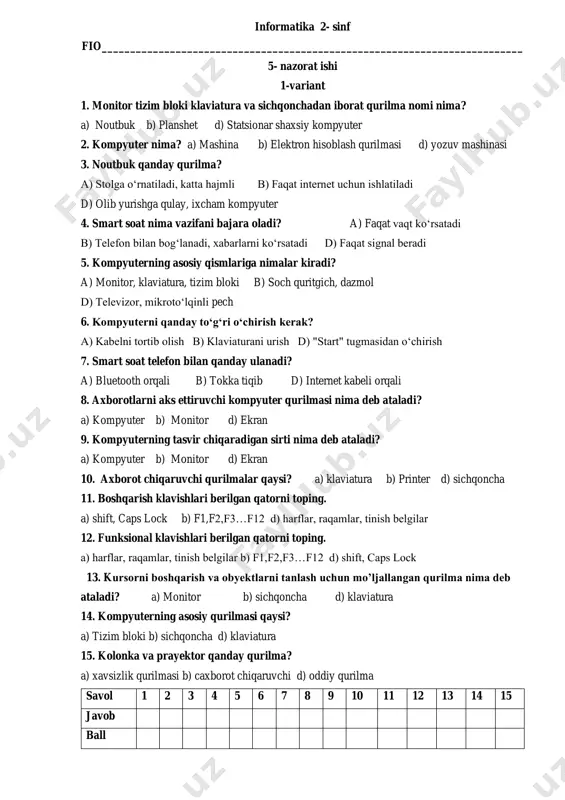 5- nazorat ishi — PDF
