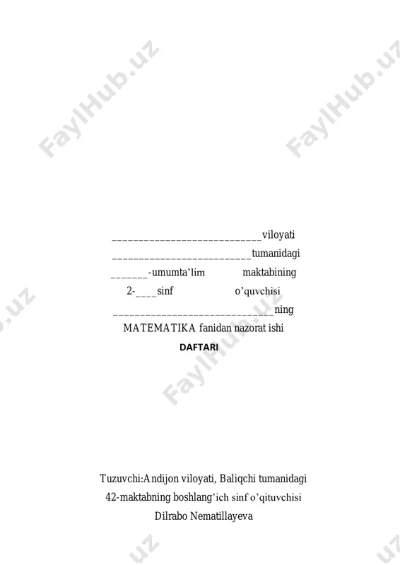 2-sinf matematika nazorat ishi.1-variant pdf — PDF